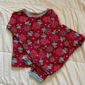 Nickelodeon Dora the Explorer Girls Size 8 Thermal Pajama Set